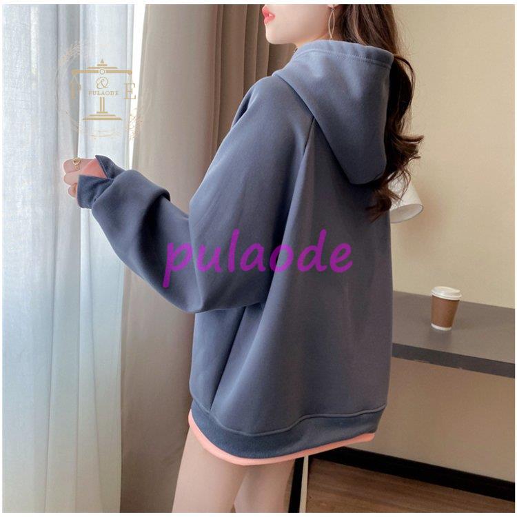 レディース ロング丈 厚手 長袖 ゆったり 体型カバー 大きいサイズ プルオーバー アウター カジュアル フード付き 冬 秋 ァション 