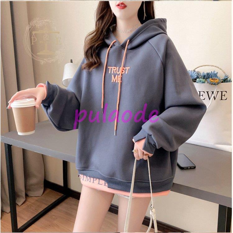 レディース ロング丈 厚手 長袖 ゆったり 体型カバー 大きいサイズ プルオーバー アウター カジュアル フード付き 冬 秋 ァション 