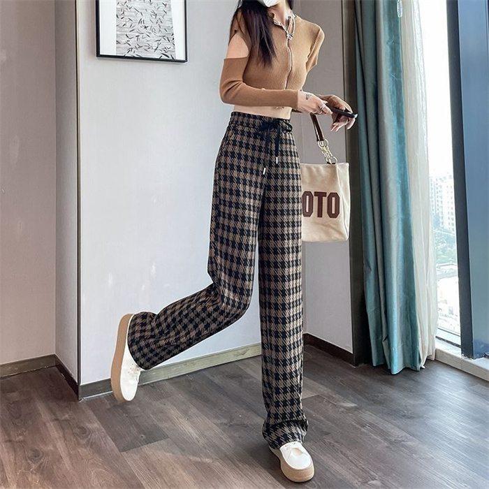 チェックパンツ ワイドパンツ 裏起毛 レディース 秋冬 コーデ イージーパンツゆったり ボドロストパンツ 柄 おしゃれ 冬 