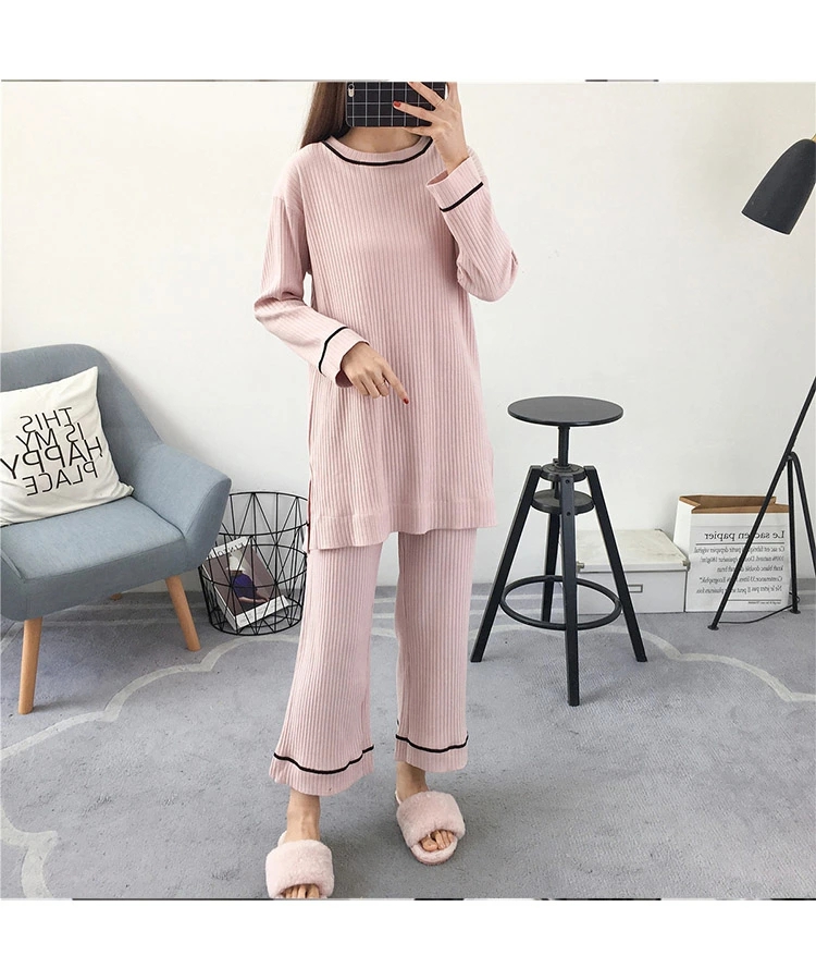 パジャマ ルームウェア レディース 部屋着 セットアップ 長袖 長ズボン 無地 おしゃれ ゆったり ウエストゴム 寝巻 長袖 上下セット 