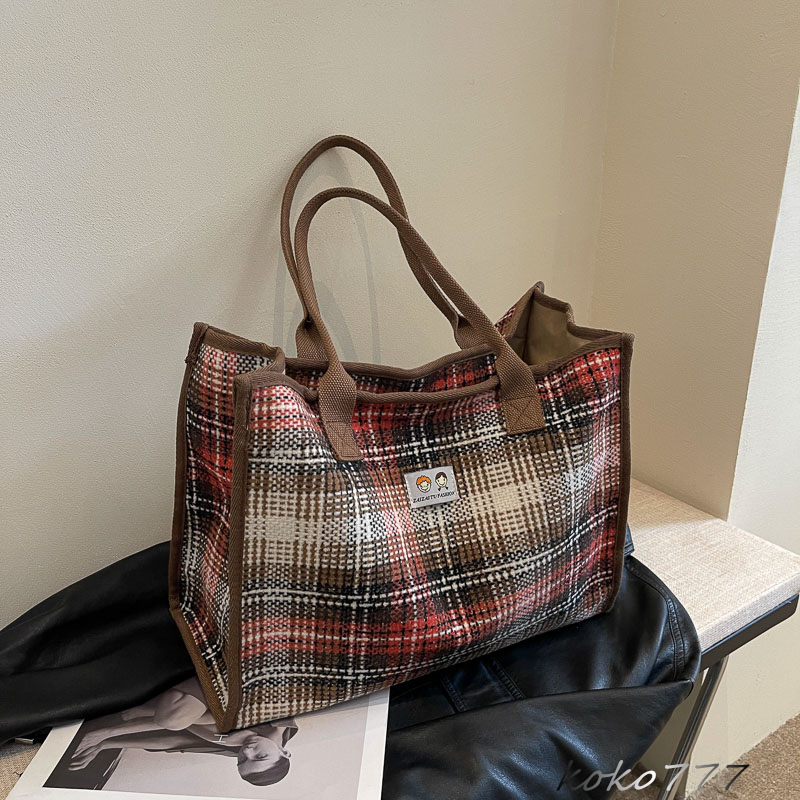 バッグ レディースかばん トートバッグ ショルダーバッグ ハンドバッグ チェック柄 通学 布鞄 お出掛け カジュアル カバン 通勤オシャレ ワーク 女子 