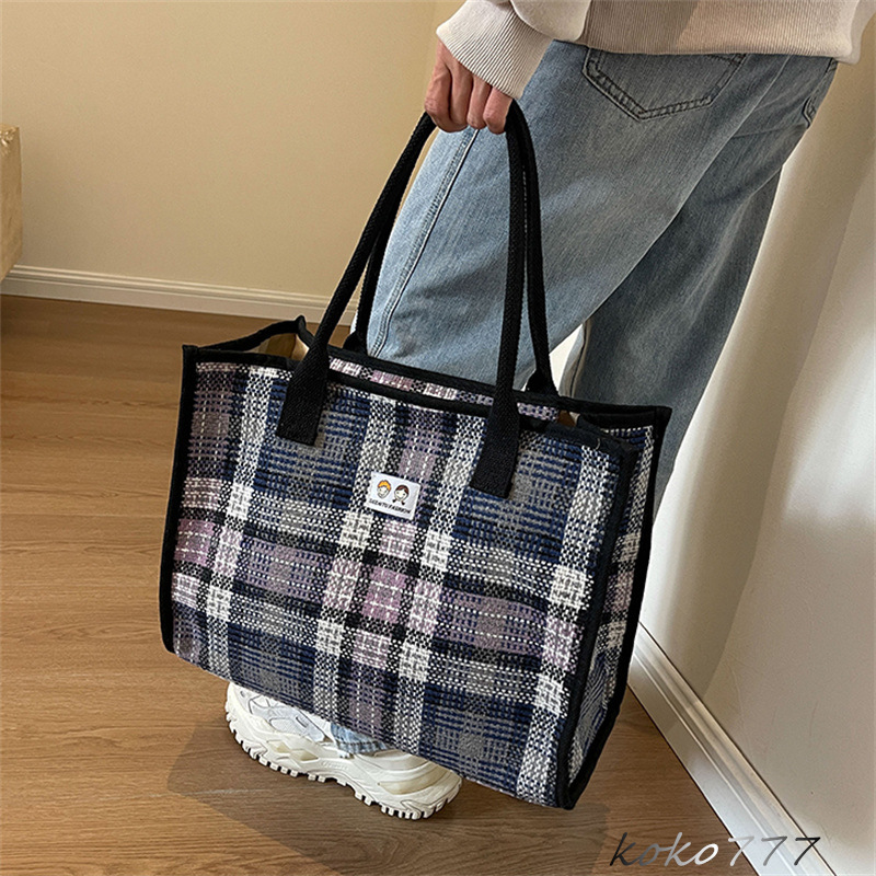 バッグ レディースかばん トートバッグ ショルダーバッグ ハンドバッグ チェック柄 通学 布鞄 お出掛け カジュアル カバン 通勤オシャレ ワーク 女子 