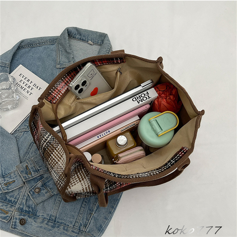 バッグ レディースかばん トートバッグ ショルダーバッグ ハンドバッグ チェック柄 通学 布鞄 お出掛け カジュアル カバン 通勤オシャレ ワーク 女子 