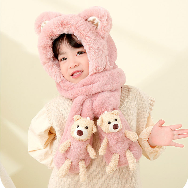 キッズフードマフラー 3IN1 マフラー フード 手袋 一体型 冬用品 ふわふわ 柔らかい ファッション 寒さ対策 おしゃれ 帽子 かわいい 防寒 全4色 子ども用 
