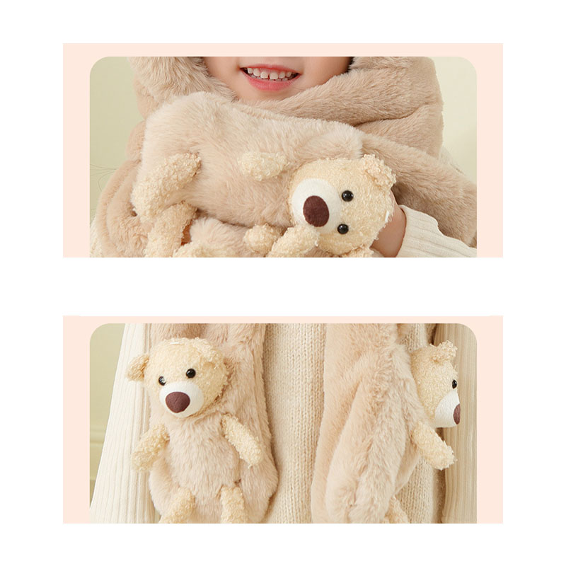 キッズフードマフラー 3IN1 マフラー フード 手袋 一体型 冬用品 ふわふわ 柔らかい ファッション 寒さ対策 おしゃれ 帽子 かわいい 防寒 全4色 子ども用 