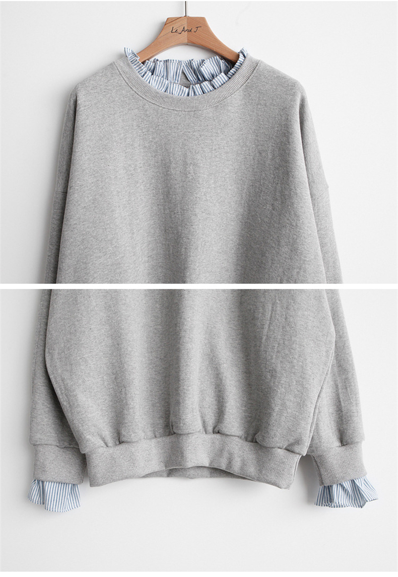 2023 秋冬新作和風大きいサイズルーズ長袖トレーナーレディースラウンドネック薄手ジャケットトップ  