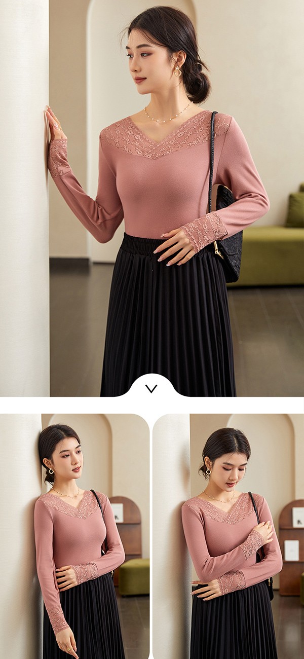 レース トップス レース ブラウス 総レース 立ち襟 ファッション 韓国 無地 シースルー 長袖 トップスVネック インナー レディース 