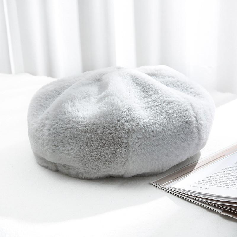 ベレー帽 7色 ファー 帽子 ふわふわ おしゃれ レディース かわいい ペインターハット 漫画家 無地 秋 防寒 ボア 大人 冬 あったか もこもこ 