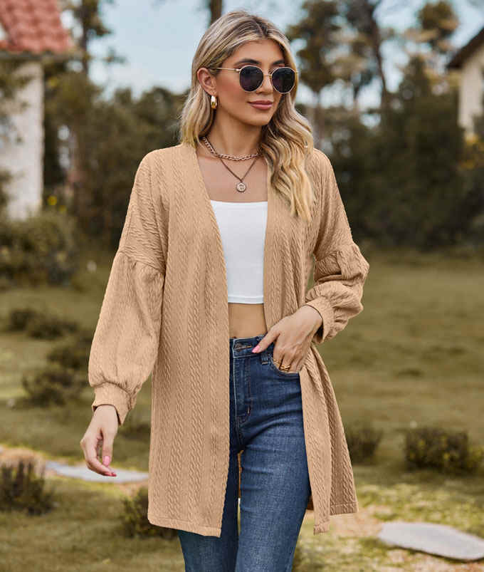 ニット カーディガン レディース ミドル丈 Vネック 羽織り 秋新作 シンプル 長袖 送料無料 おしゃれ トップス ニットカーデ 通学 カジュアル 通勤 