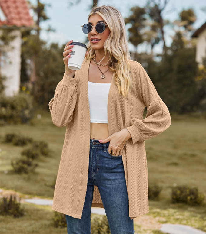 ニット カーディガン レディース ミドル丈 Vネック 羽織り 秋新作 シンプル 長袖 送料無料 おしゃれ トップス ニットカーデ 通学 カジュアル 通勤 