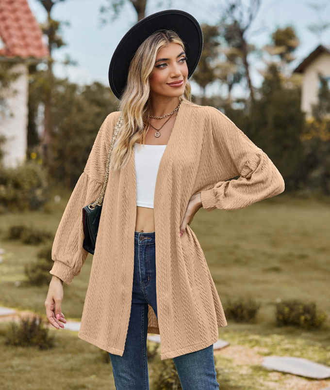 ニット カーディガン レディース ミドル丈 Vネック 羽織り 秋新作 シンプル 長袖 送料無料 おしゃれ トップス ニットカーデ 通学 カジュアル 通勤 