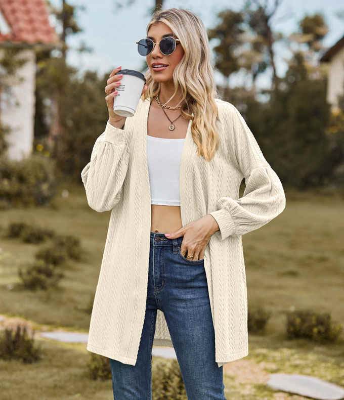 ニット カーディガン レディース ミドル丈 Vネック 羽織り 秋新作 シンプル 長袖 送料無料 おしゃれ トップス ニットカーデ 通学 カジュアル 通勤 