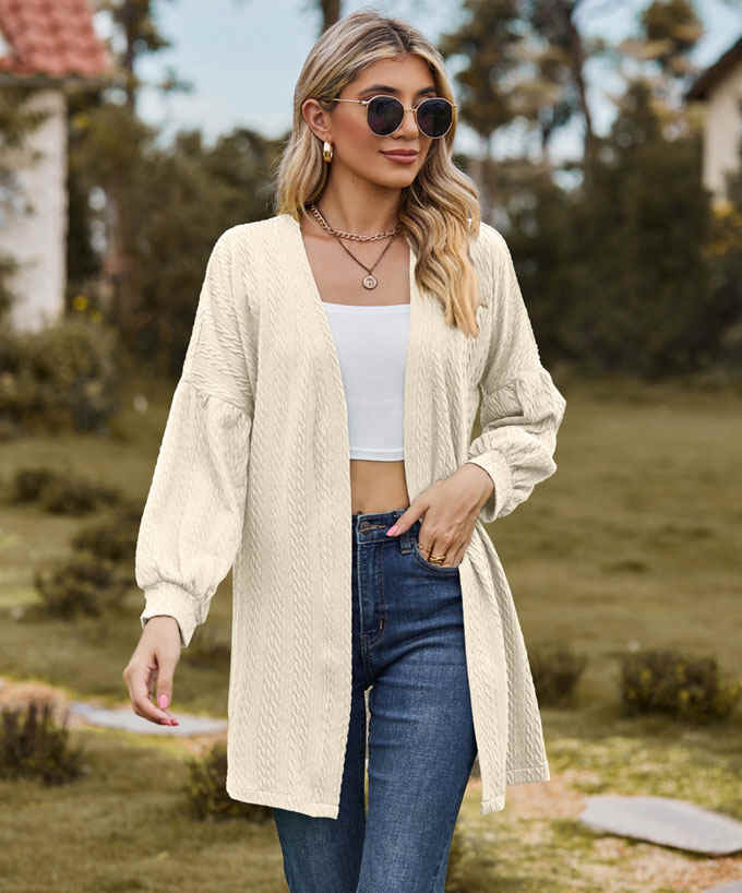 ニット カーディガン レディース ミドル丈 Vネック 羽織り 秋新作 シンプル 長袖 送料無料 おしゃれ トップス ニットカーデ 通学 カジュアル 通勤 