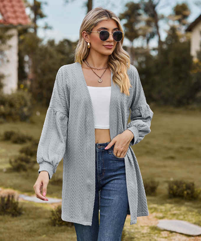 ニット カーディガン レディース ミドル丈 Vネック 羽織り 秋新作 シンプル 長袖 送料無料 おしゃれ トップス ニットカーデ 通学 カジュアル 通勤 