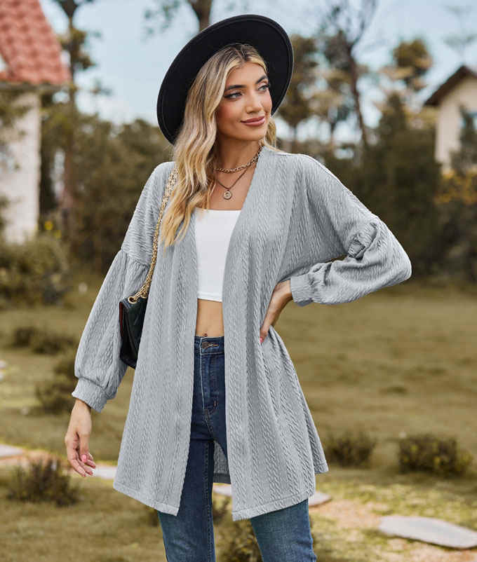 ニット カーディガン レディース ミドル丈 Vネック 羽織り 秋新作 シンプル 長袖 送料無料 おしゃれ トップス ニットカーデ 通学 カジュアル 通勤 