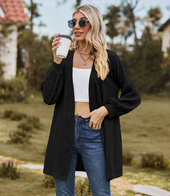 ニット カーディガン レディース ミドル丈 Vネック 羽織り 秋新作 シンプル 長袖 送料無料 おしゃれ トップス ニットカーデ 通学 カジュアル 通勤 