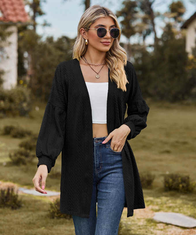 ニット カーディガン レディース ミドル丈 Vネック 羽織り 秋新作 シンプル 長袖 送料無料 おしゃれ トップス ニットカーデ 通学 カジュアル 通勤 