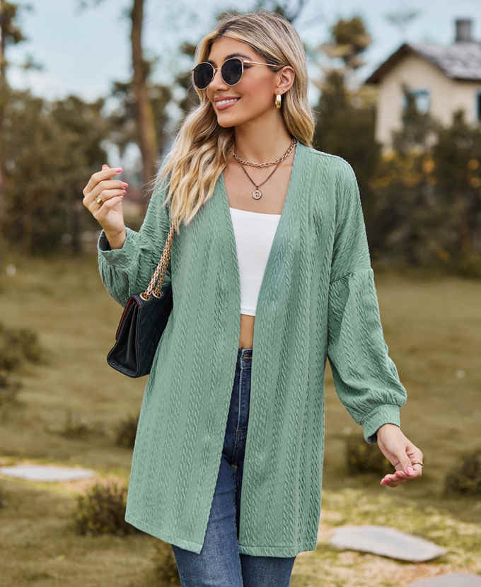 ニット カーディガン レディース ミドル丈 Vネック 羽織り 秋新作 シンプル 長袖 送料無料 おしゃれ トップス ニットカーデ 通学 カジュアル 通勤 