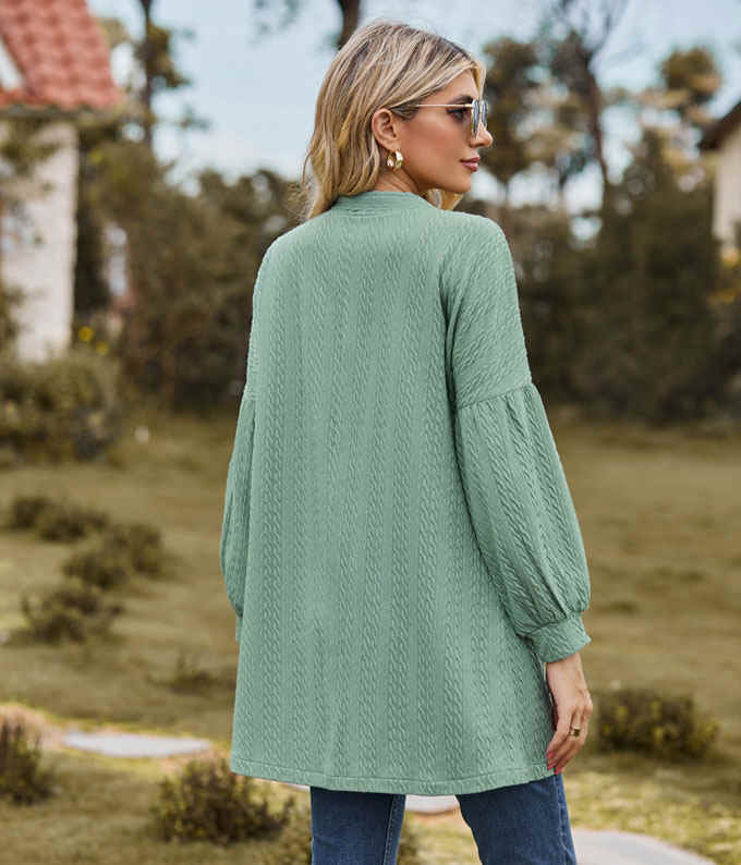 ニット カーディガン レディース ミドル丈 Vネック 羽織り 秋新作 シンプル 長袖 送料無料 おしゃれ トップス ニットカーデ 通学 カジュアル 通勤 