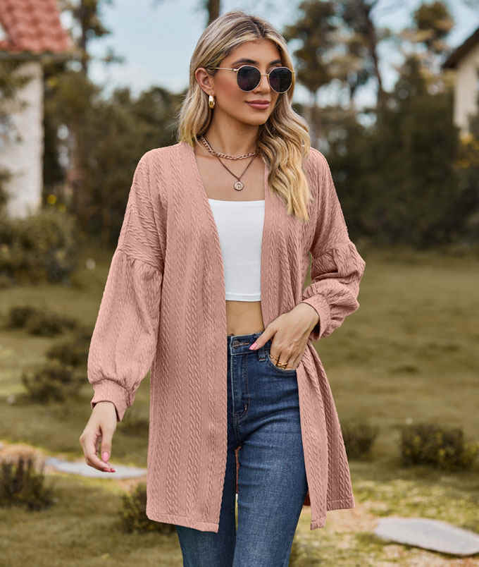 ニット カーディガン レディース ミドル丈 Vネック 羽織り 秋新作 シンプル 長袖 送料無料 おしゃれ トップス ニットカーデ 通学 カジュアル 通勤 