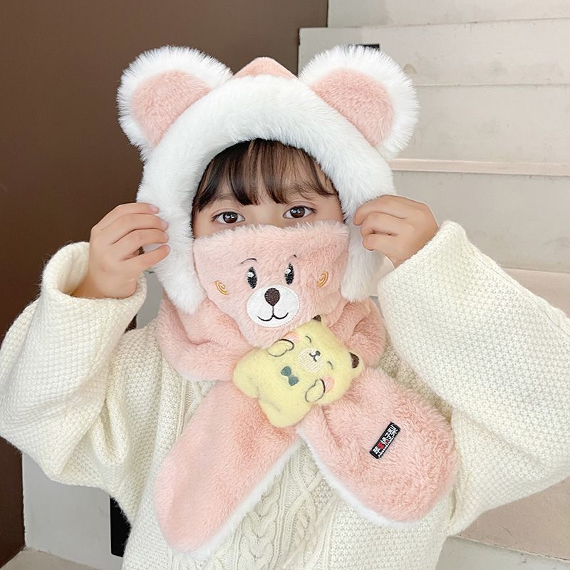 キッズフードマフラー 2IN1 マフラー フード 一体型 子ども用 冬用品 柔らかい 寒さ対策 ファッション 防寒 全5色 帽子 ふわふわ かわいい おしゃれ 