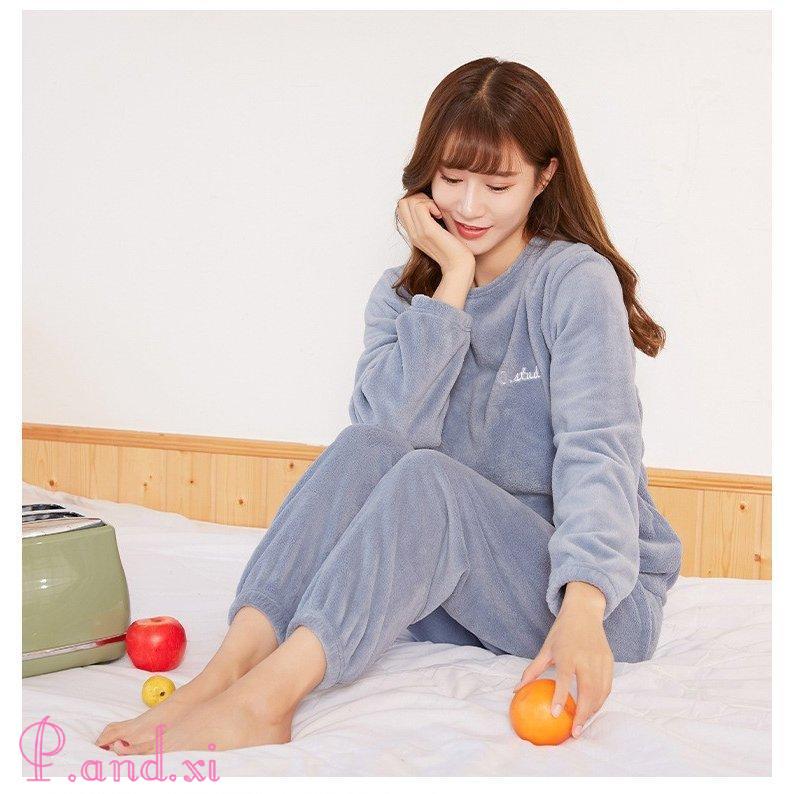 パジャマ ルームウェア レディース 秋冬 モコモコ 長袖 無地 フランネル 暖かい 上下セット 厚手パジャマ パジャマ ルームウェア 部屋着 可愛い 大きいサイズ 