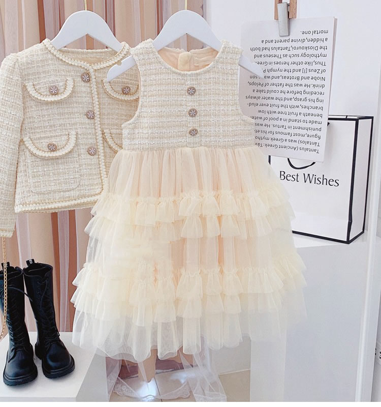 スーツ 女の子 ワンピース 入園 入学式 卒園式 ツイード キッズ 長袖 チュールスカート 上着 きれいめ 卒業式 フォーマル 結婚式 子供 子供服 おしゃれ 小学生 