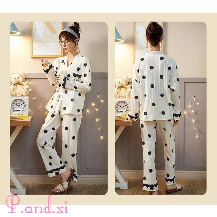 パジャマ ルームウェア レディース 秋冬 長袖 パジャマ 前開き 13色 綿ルームウェア ロングパンツ上下セット 部屋着 可愛いパジャマ 女性 韓国風 秋パジャマ 