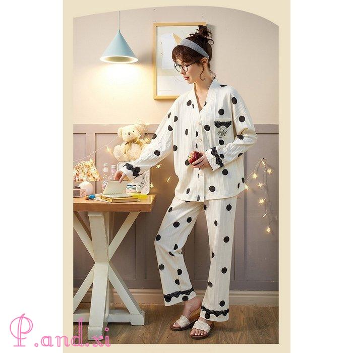 パジャマ ルームウェア レディース 秋冬 長袖 パジャマ 前開き 13色 綿ルームウェア ロングパンツ上下セット 部屋着 可愛いパジャマ 女性 韓国風 秋パジャマ 