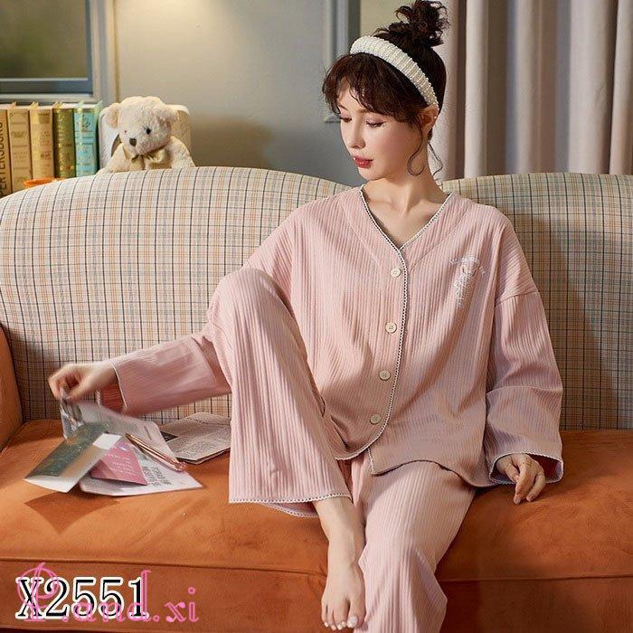 パジャマ ルームウェア レディース 秋冬 長袖 パジャマ 前開き 13色 綿ルームウェア ロングパンツ上下セット 部屋着 可愛いパジャマ 女性 韓国風 秋パジャマ 
