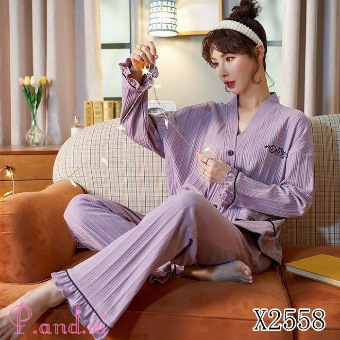 パジャマ ルームウェア レディース 秋冬 長袖 パジャマ 前開き 13色 綿ルームウェア ロングパンツ上下セット 部屋着 可愛いパジャマ 女性 韓国風 秋パジャマ 