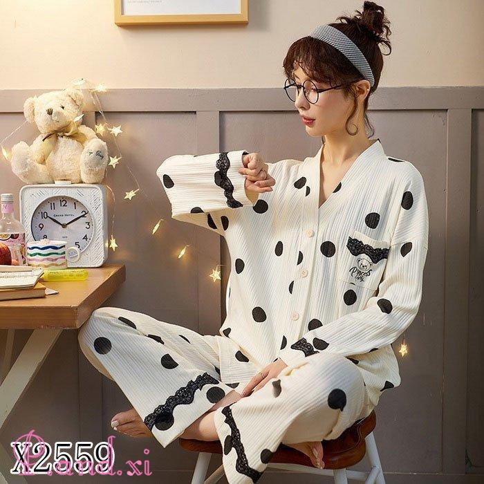 パジャマ ルームウェア レディース 秋冬 長袖 パジャマ 前開き 13色 綿ルームウェア ロングパンツ上下セット 部屋着 可愛いパジャマ 女性 韓国風 秋パジャマ 