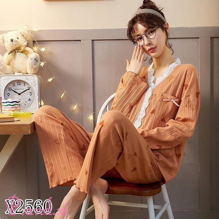 パジャマ ルームウェア レディース 秋冬 長袖 パジャマ 前開き 13色 綿ルームウェア ロングパンツ上下セット 部屋着 可愛いパジャマ 女性 韓国風 秋パジャマ 