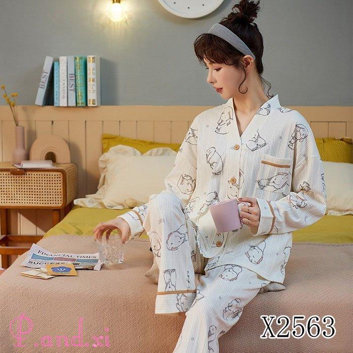 パジャマ ルームウェア レディース 秋冬 長袖 パジャマ 前開き 13色 綿ルームウェア ロングパンツ上下セット 部屋着 可愛いパジャマ 女性 韓国風 秋パジャマ 