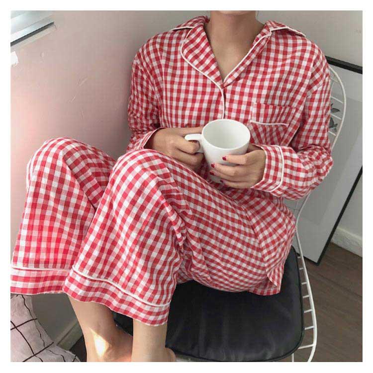 パジャマ レディース 長袖 前開き 春 秋 テーラー襟 チェック かわいい 新生活 可愛い 春 大きい 入院 産後介護 シャツパジャマ ルームウェア 