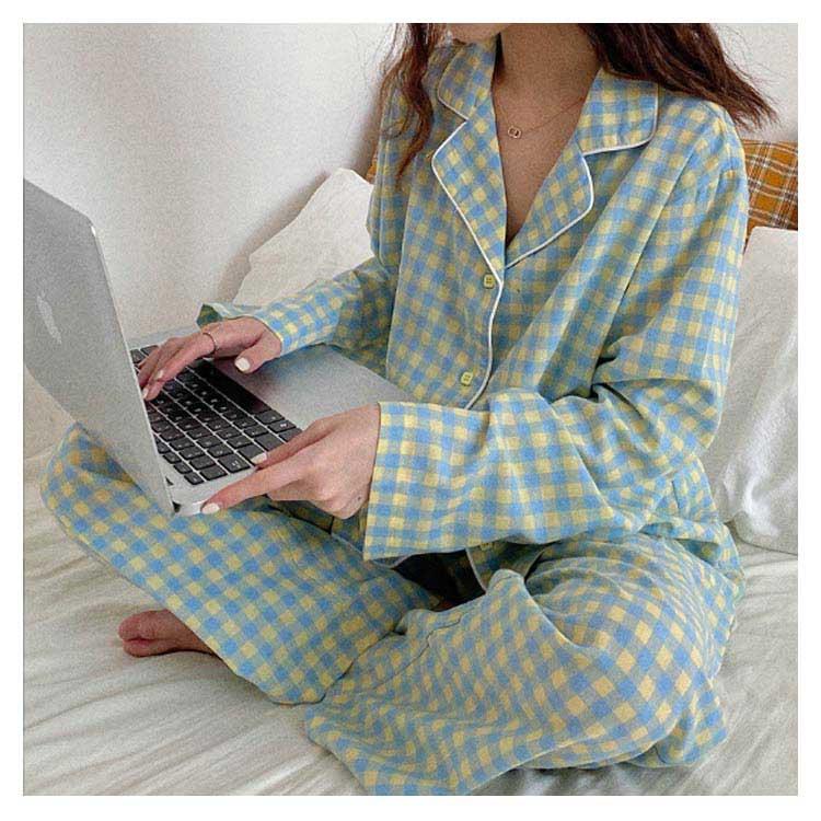 パジャマ レディース 長袖 前開き 春 秋 テーラー襟 チェック かわいい 新生活 可愛い 春 大きい 入院 産後介護 シャツパジャマ ルームウェア 