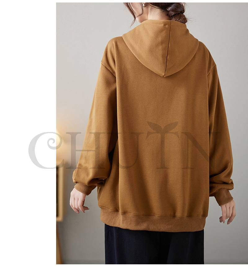 レディース 春秋冬 ゆったり フード厚手アウター 長袖 韓国風 体型カバー コーデ全７色 ジップアップシンプル カジュアル お出かけ 