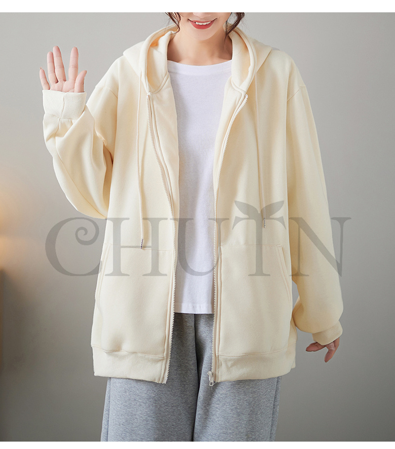 レディース 春秋冬 ゆったり フード厚手アウター 長袖 韓国風 体型カバー コーデ全７色 ジップアップシンプル カジュアル お出かけ 