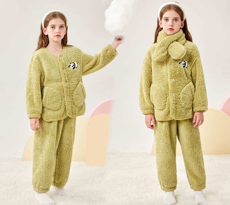 着る毛布パジャマ キッズ 子供用 前開き ボアパジャマ 男の子 長袖 部屋着 女の子 キッズパジャマ 3点セット 子供服 ジュニア服 