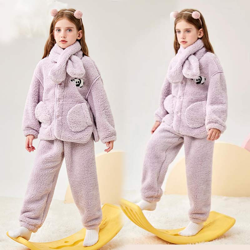 着る毛布パジャマ キッズ 子供用 前開き ボアパジャマ 男の子 長袖 部屋着 女の子 キッズパジャマ 3点セット 子供服 ジュニア服 