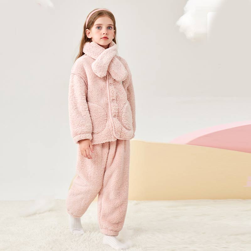 着る毛布パジャマ キッズ 子供用 前開き ボアパジャマ 男の子 長袖 部屋着 女の子 キッズパジャマ 3点セット 子供服 ジュニア服 