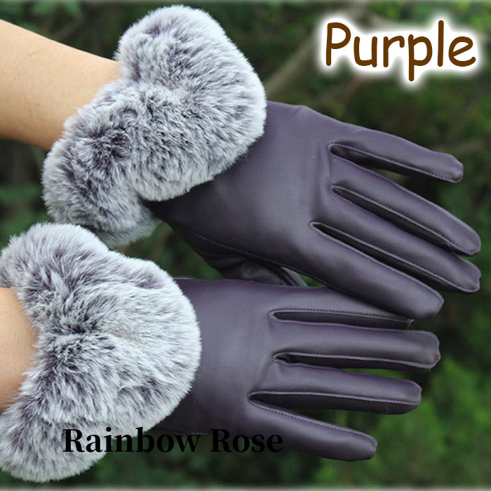 リストファー付きレザー手ぶくろ 手袋 てぶくろ レディース フェイクファー ふわふわ 大人 合皮 オシャレ おしゃれ レザー エレ上品 