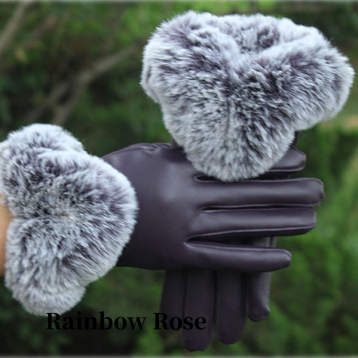 リストファー付きレザー手ぶくろ 手袋 てぶくろ レディース フェイクファー ふわふわ 大人 合皮 オシャレ おしゃれ レザー エレ上品 