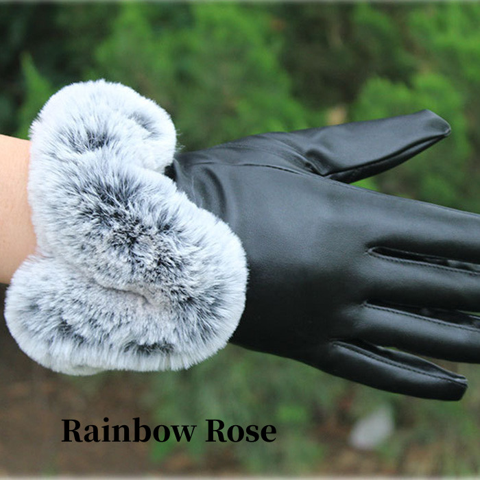 リストファー付きレザー手ぶくろ 手袋 てぶくろ レディース フェイクファー ふわふわ 大人 合皮 オシャレ おしゃれ レザー エレ上品 