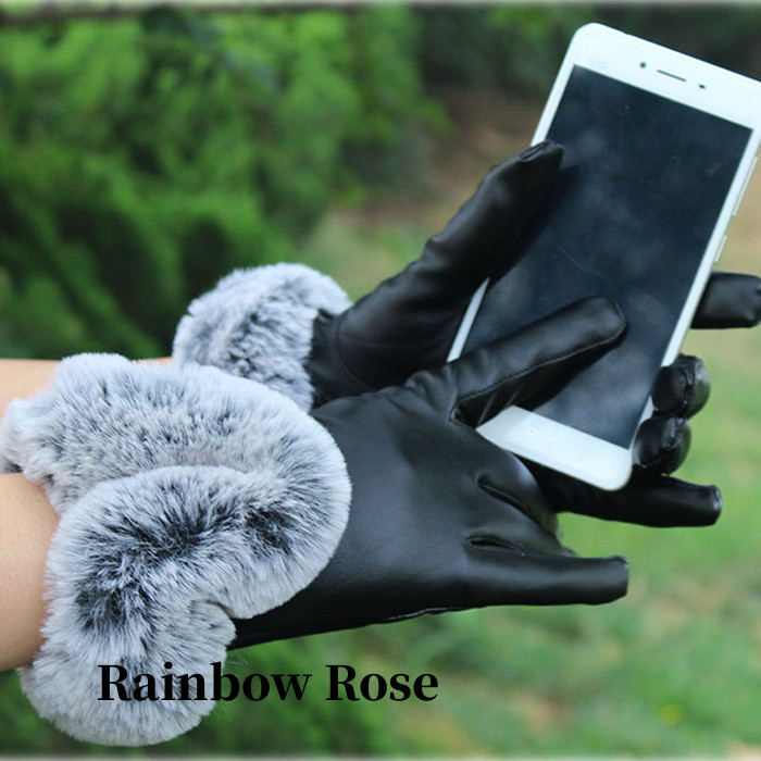 リストファー付きレザー手ぶくろ 手袋 てぶくろ レディース フェイクファー ふわふわ 大人 合皮 オシャレ おしゃれ レザー エレ上品 