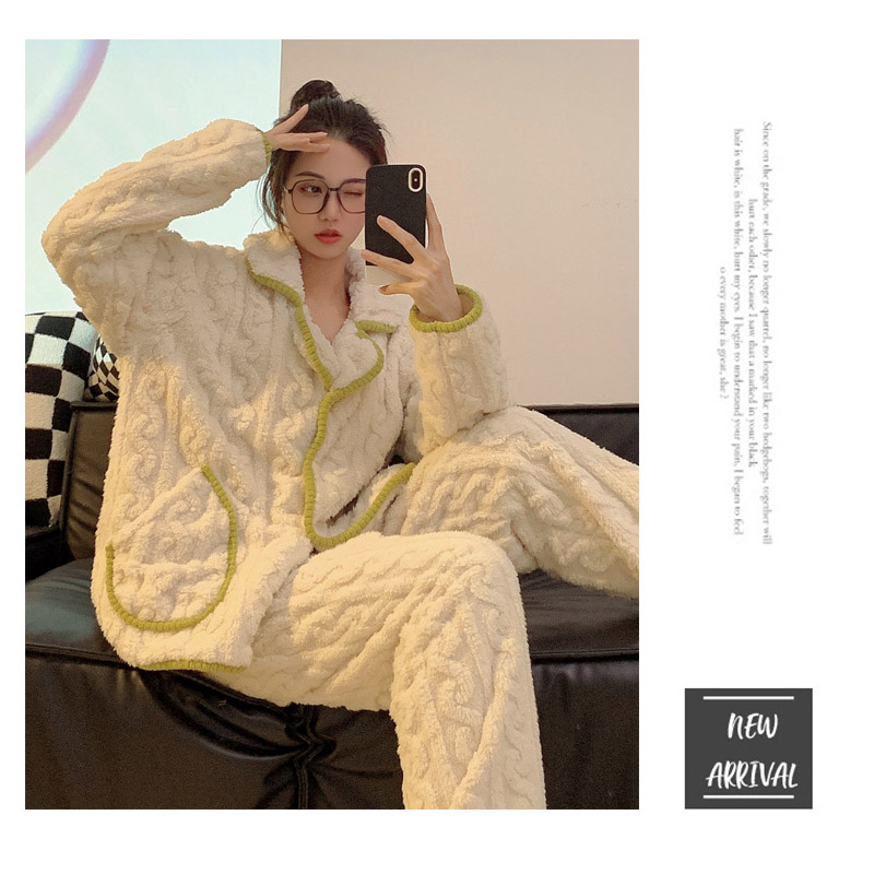 ペアパジャマ レディース メンズ カップル ペア 部屋着 防寒 お揃い ナイトウエア 暖かい パジャマ 厚手 モコモコ 秋冬 可愛い 長袖 ルームウエア 上下セット 