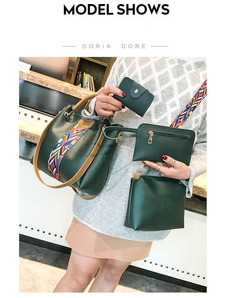 4点セット トートバッグ レディース 秋冬 ショルダーバッグ ポーチ 肩掛け レザー 斜め掛け 通学 通勤 大人 ベルト 全5色 パスケース 仕事 ストラップ 