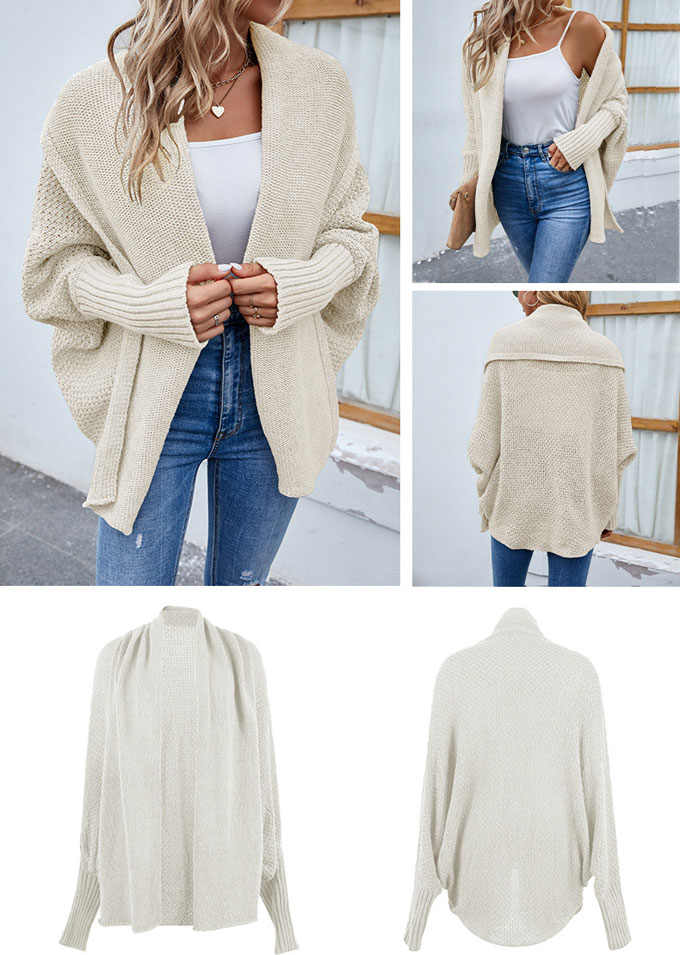 ニットカーディガン レディース 秋冬 コーディガン ミドル丈 羽織り アウター 長袖 通勤 セーター 送料無料 秋新作 トップス 通学 ドルマンスリーブ 無地 