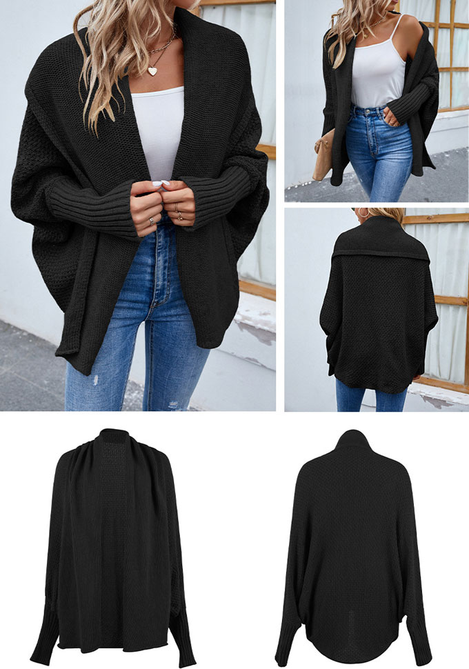 ニットカーディガン レディース 秋冬 コーディガン ミドル丈 羽織り アウター 長袖 通勤 セーター 送料無料 秋新作 トップス 通学 ドルマンスリーブ 無地 