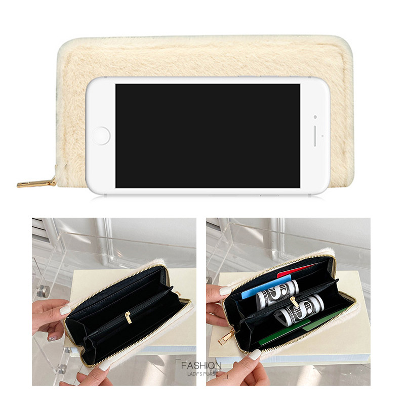 長財布 レディース 財布 大容量 ラウンドファスナー かわいい 秋冬 ふわふわ 軽量 軽い もこもこ おしゃれ スリム 